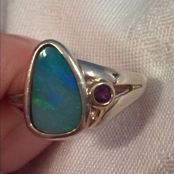 Jewelry - Elegant Silver and Blue Opal Ring